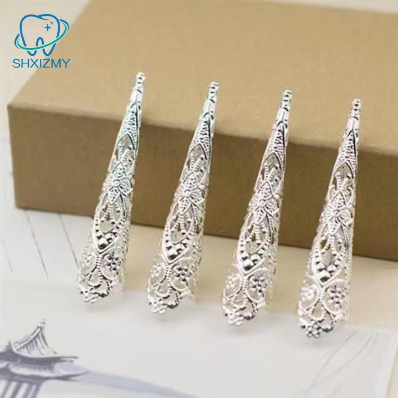 5Pcs Gold Metal Finger Nail Guards for Dance & Cosplay