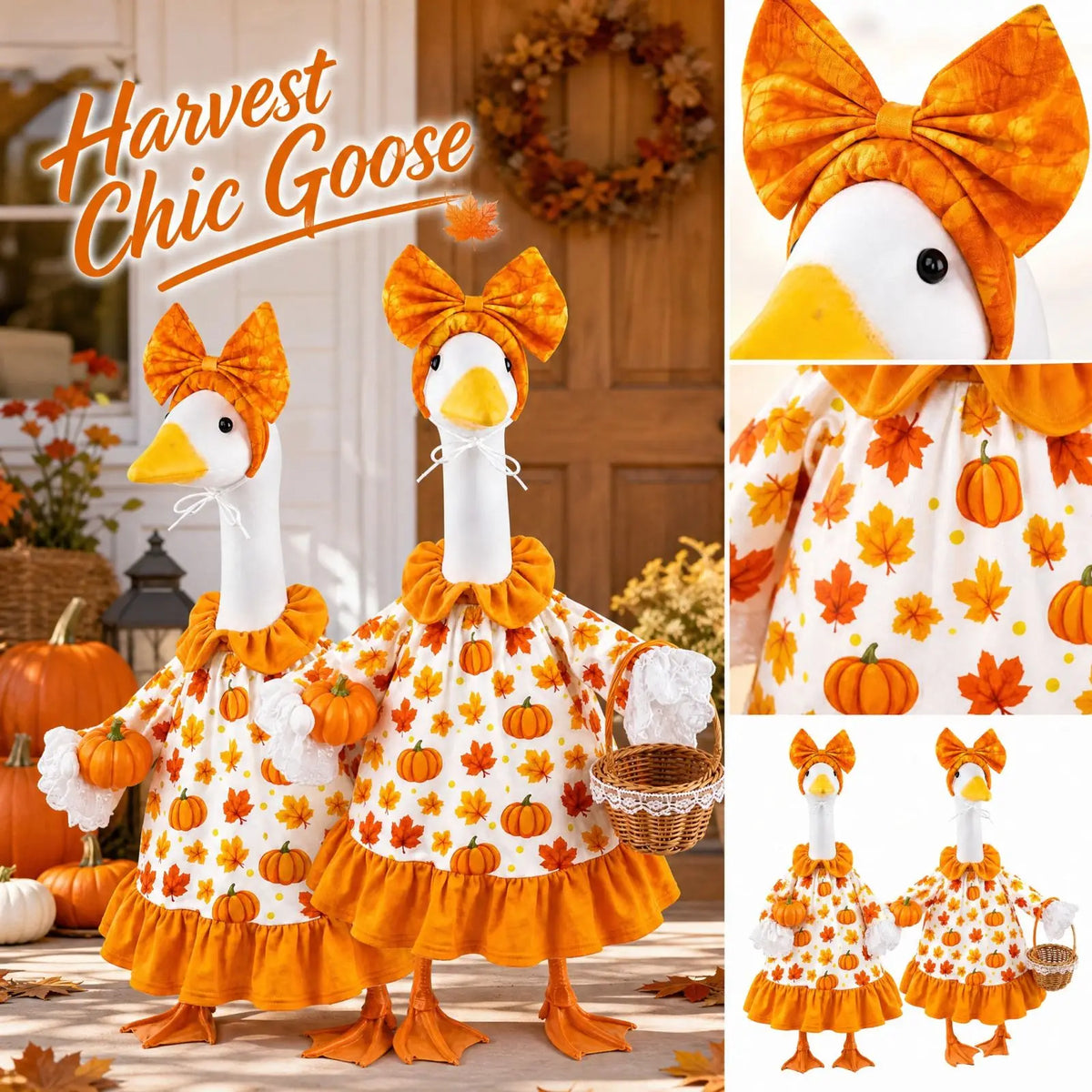 Thanksgiving Porch Outfit Set for 23 Inch Figure – Bow Included