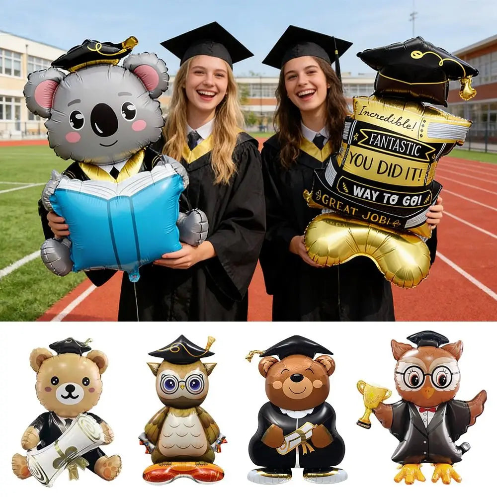 Large Graduation Foil Balloon – Black Gold Bachelor Cap Decor