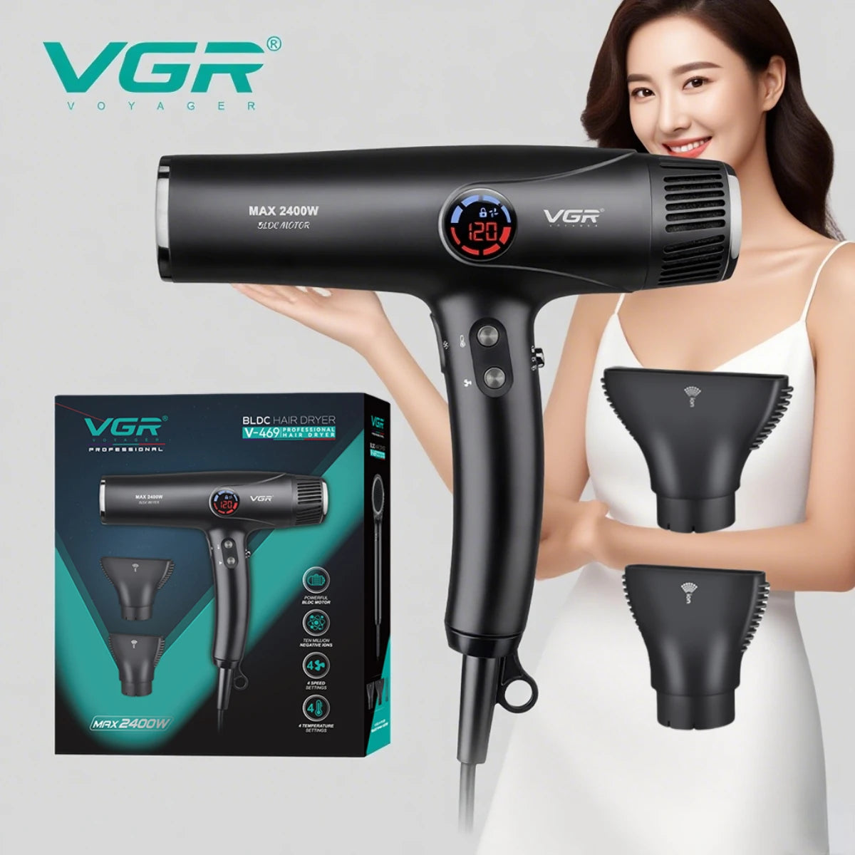 VGR V-469 Professional Negative Ion Hair Dryer 110000 RPM BLDC