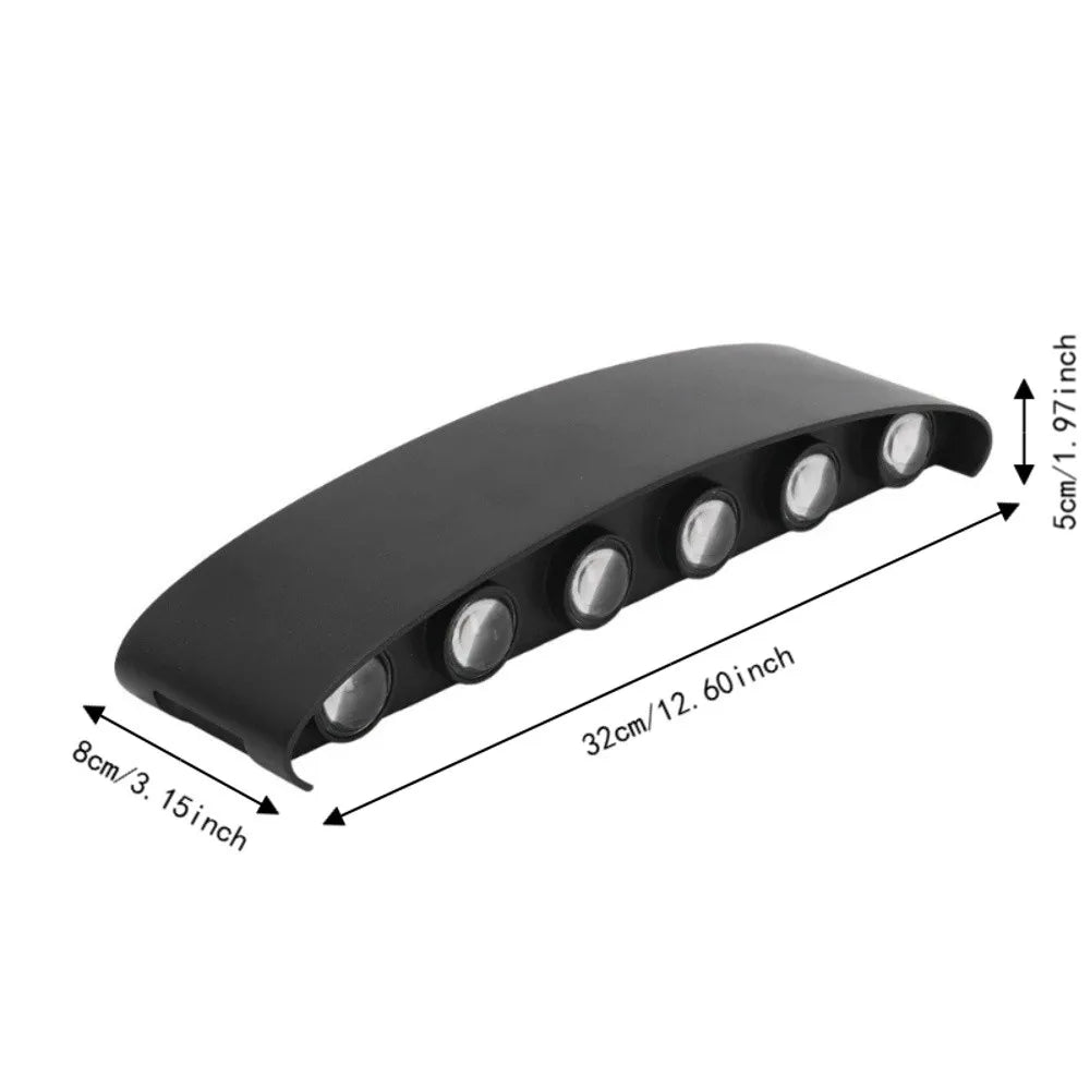 12W IP65 Waterproof LED Wall Sconce Warm White Dual-Direction