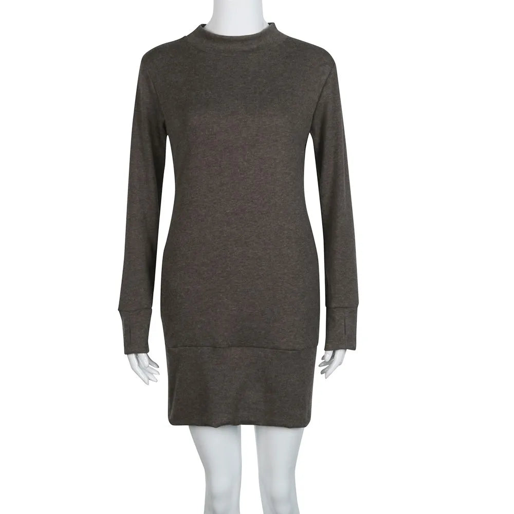 Women's Long Sleeve Bodycon Mini Dress – A-Line Knit Style
