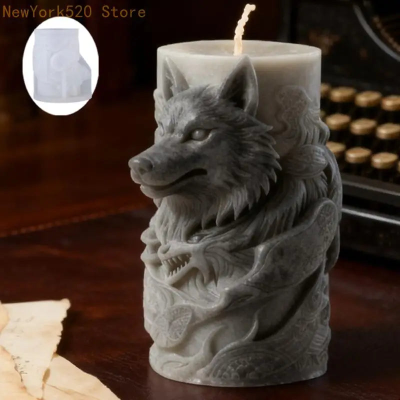 Wolf Relief Silicone Mould for DIY Candle Soap Crafting