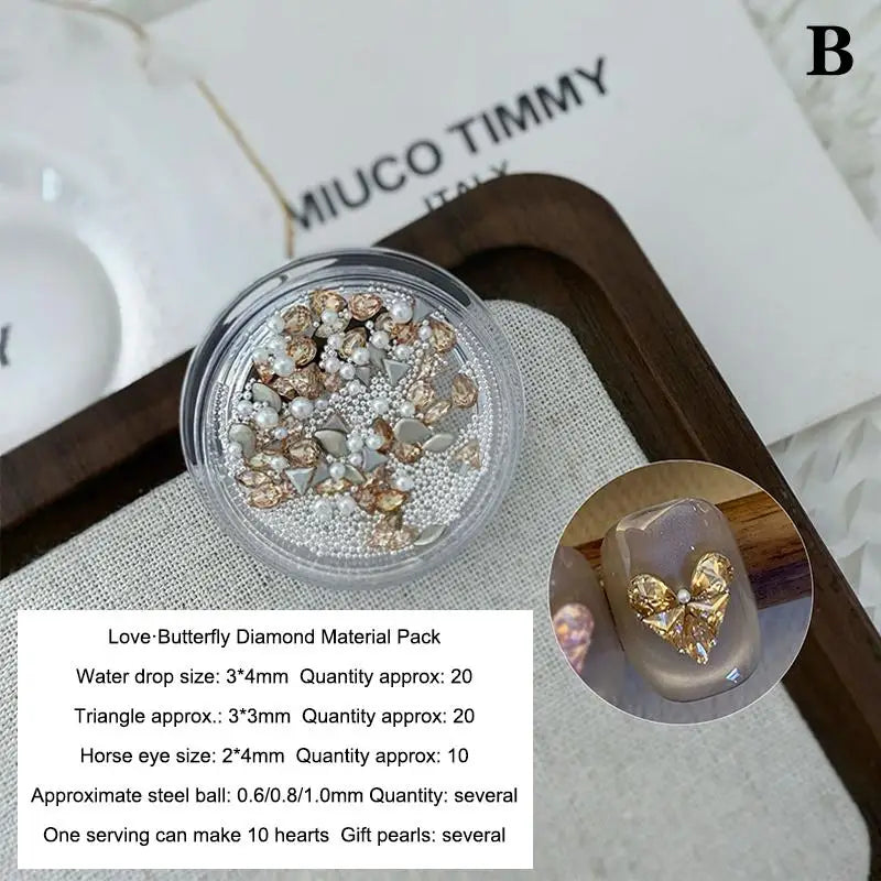 3D Nail Art Rhinestones – Heart & Butterfly Flatback Crystals