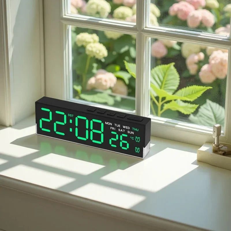 USB LED Digital Alarm Clock with Mood Light, Temp & DST