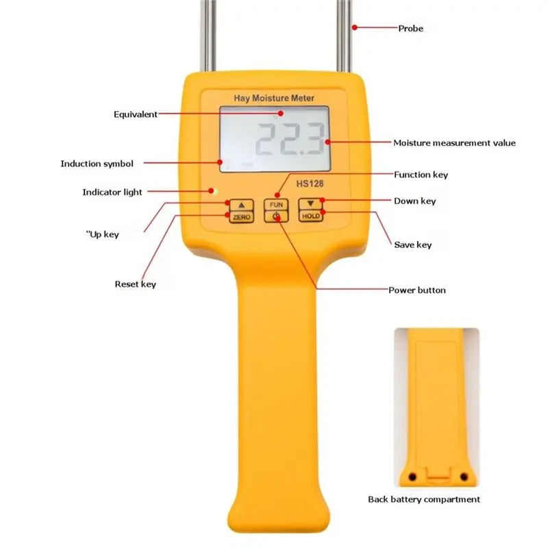 HS128 Hay Moisture Meter – Digital Bale & Forage Tester