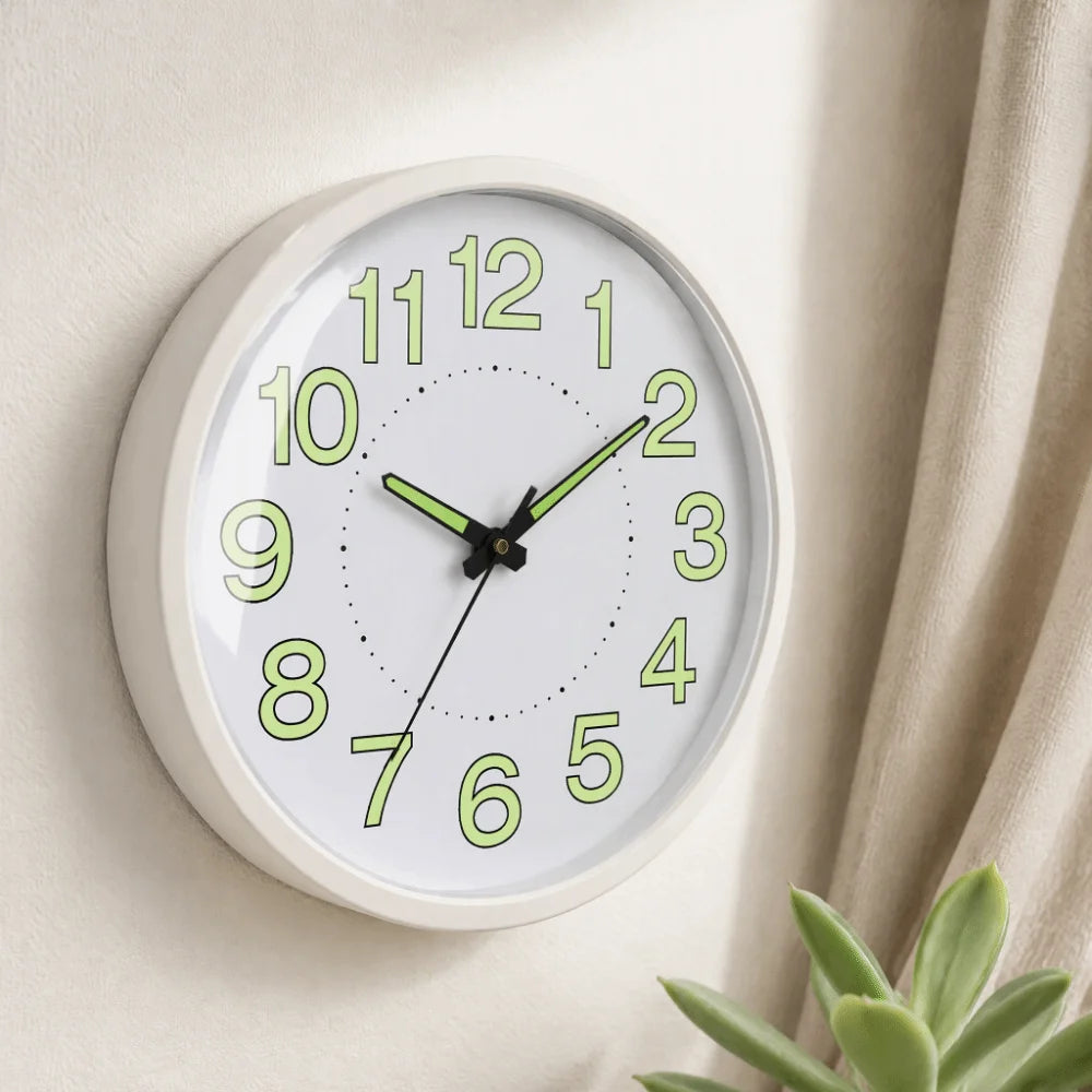 12-Inch Silent Quartz Wall Clock – Glow in Dark, Non-Ticking