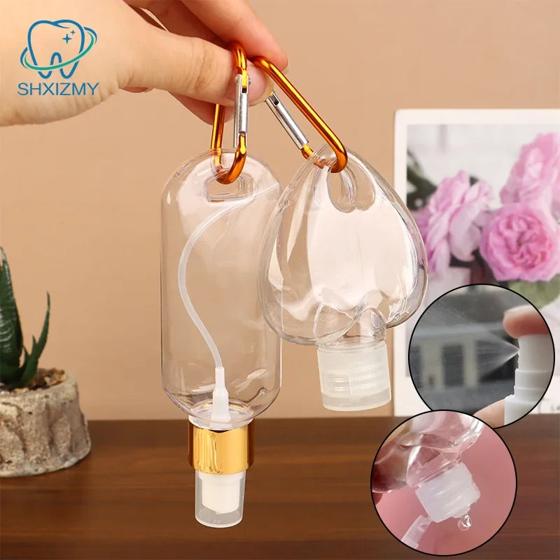 30/50ml Refillable Travel Spray Bottle with Carabiner Hook