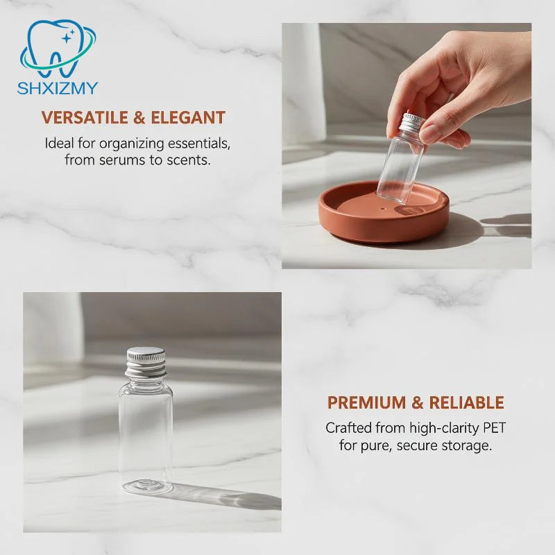 Refillable Travel Cosmetic Bottles | Plastic & Aluminum Cap