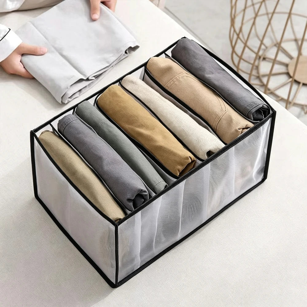KindFuny 9/7 Grid Foldable Closet Pants & Clothes Organizer