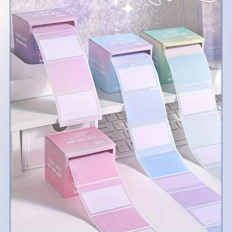 256pcs Pull-Out Sticky Notes Box | 8 Formats, Full Adhesive