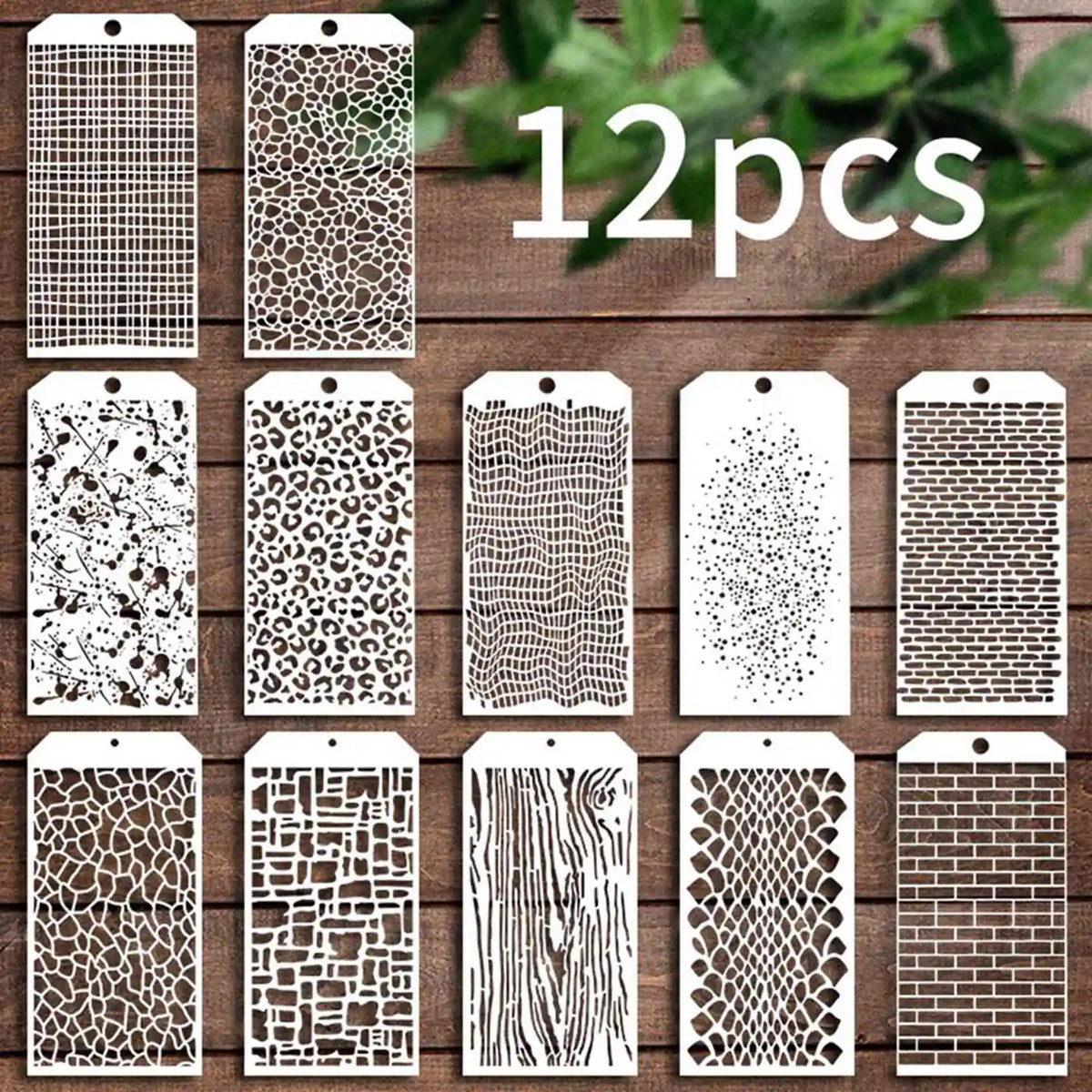 48-Piece Reusable Craft Stencils – Brick, Dot & Texture Art