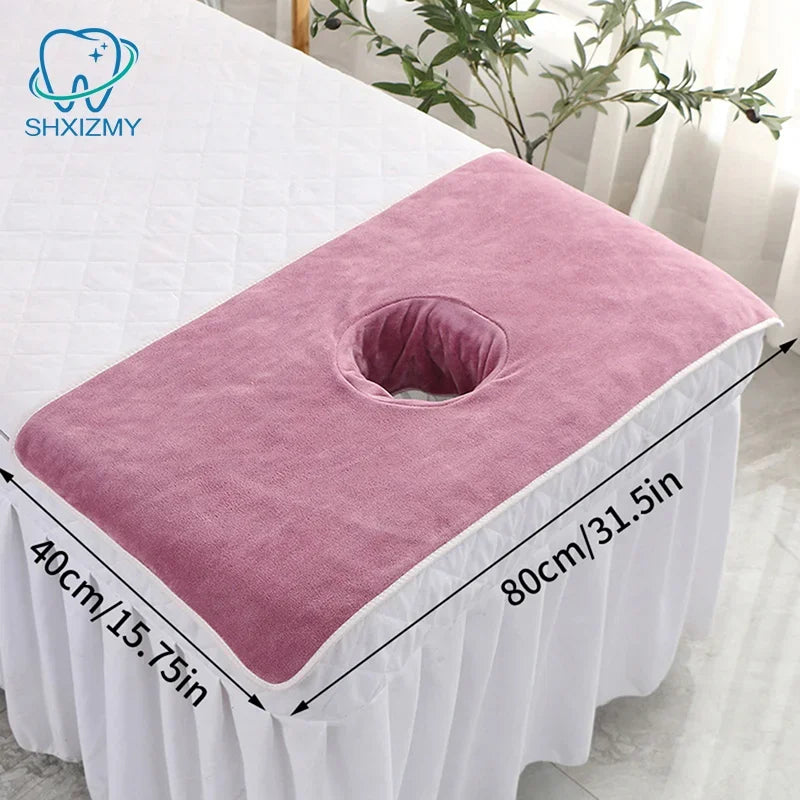 Massage Table Face Hole Towel – Soft Coral Velvet 40x80cm