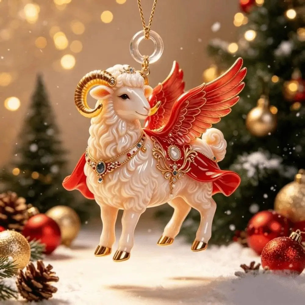 Acrylic Rhinestone Goat Hanging Ornament – Zodiac Pendant