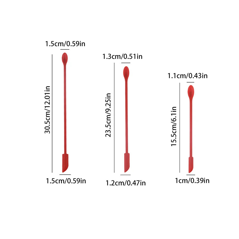 3-Piece Silicone Dual-End Scraper Spatula & Spoon Set