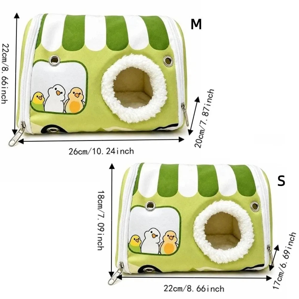 Fleece-Lined Parrot Hanging Nest Hut – Warm Bird Sleeping Tent