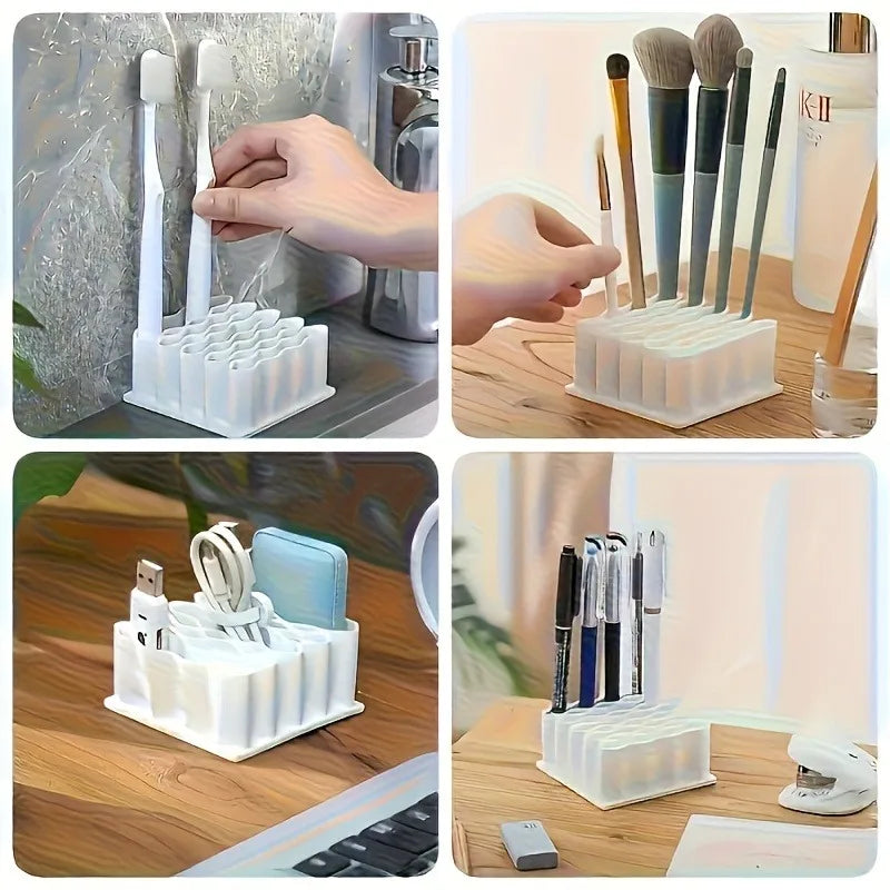 Multi-Layer Vertical Desktop Organizer Box – Black & White
