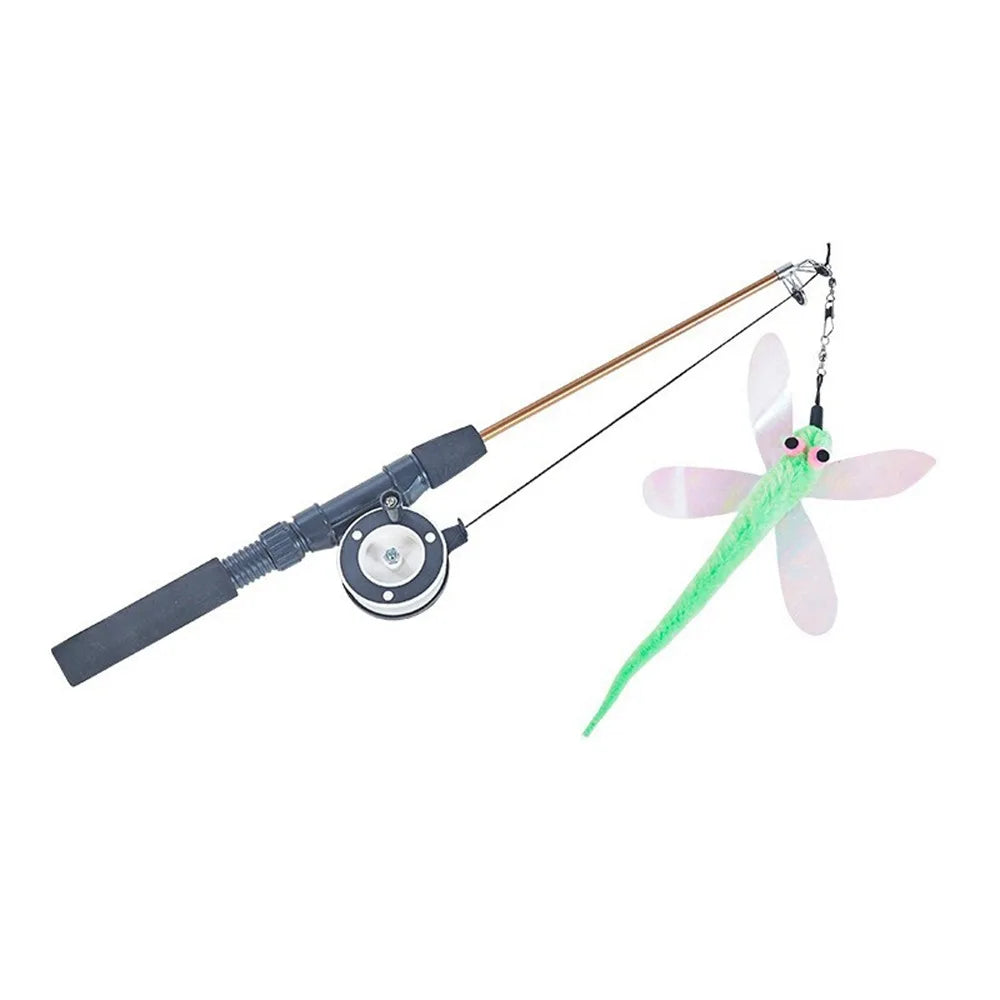 Retractable Cat Teaser Wand Toy – Feather Fishing Pole