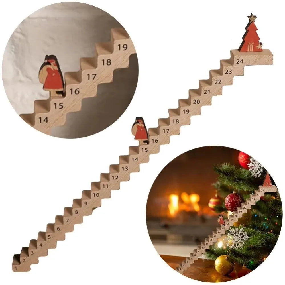 Wooden Christmas Advent Countdown Calendar – Staircase Décor