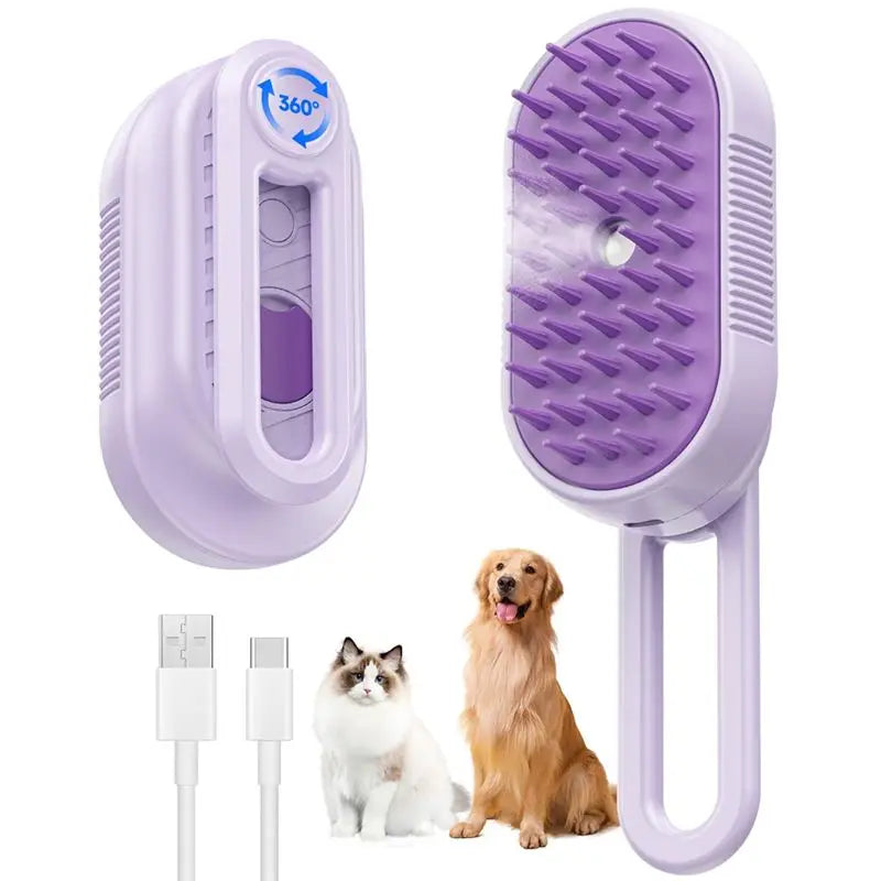 4-in-1 Steam Brush for Cats & Dogs – Anti-Static & Massage