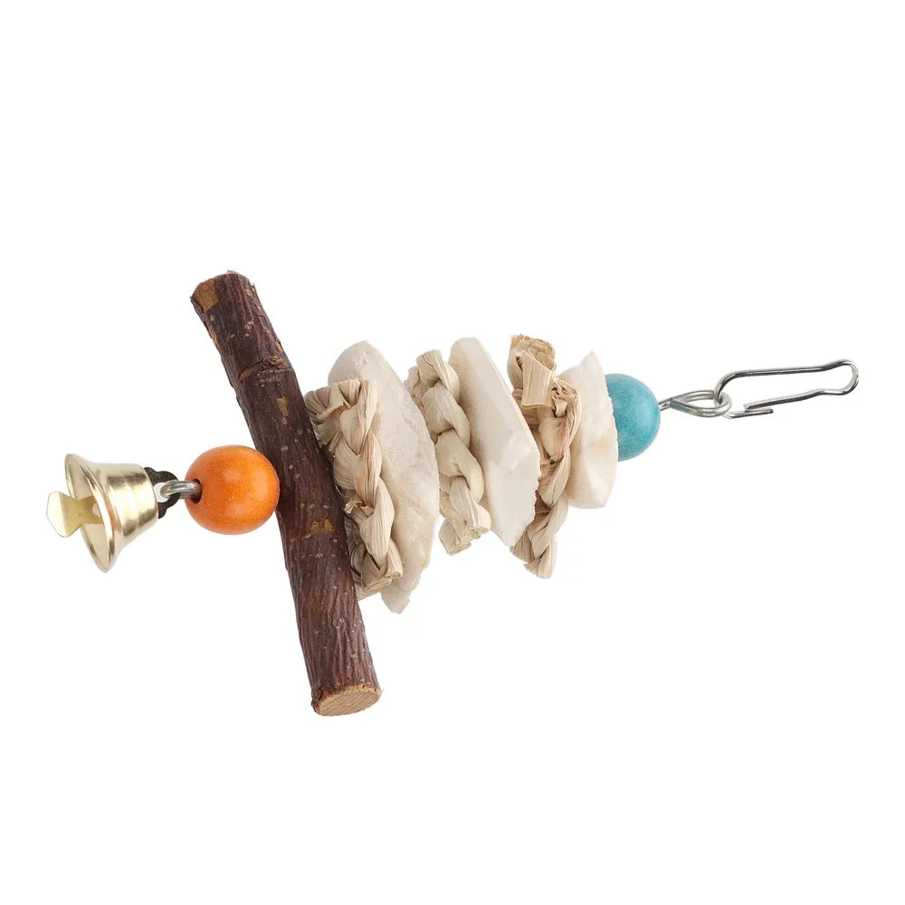 Parrot Cuttlebone Chew Toy with Bell – 15cm Hanging Cage