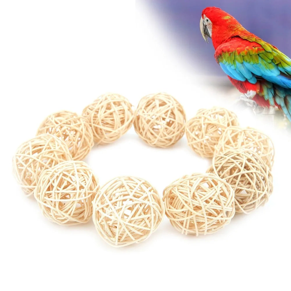 10-Pack Handwoven Rattan Chew Balls 5cm – Bird & Pet Toy