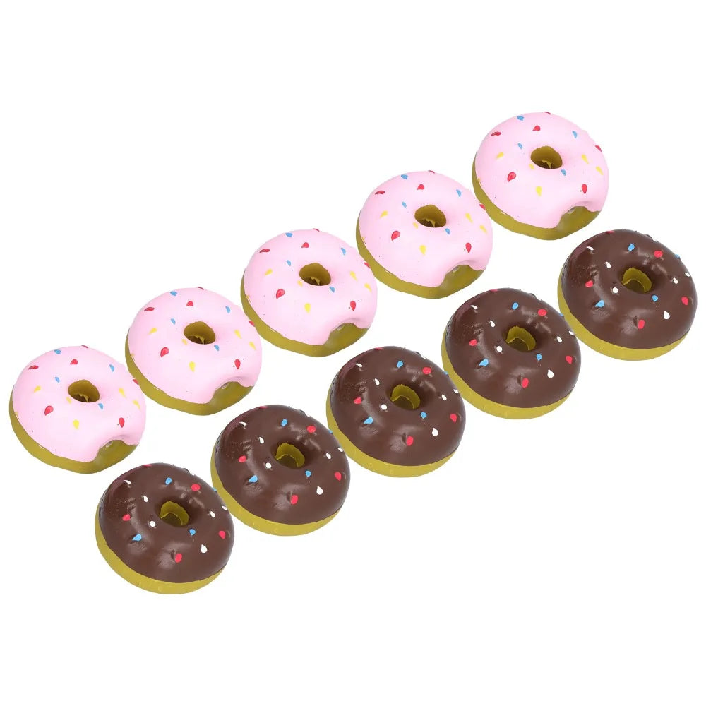 10-Pack Latex Donut Squeaky Dog Toys for Puppies & Small Dogs