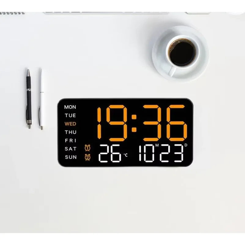 VIBE Giant LED Digital Wall Clock – Time, Temp, Date & Alarm