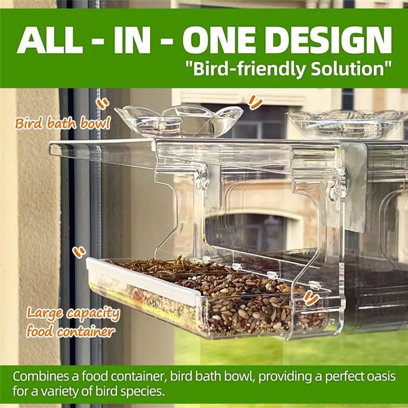 Clear Window Bird Feeder with Self-Adhesive Suction Hooks