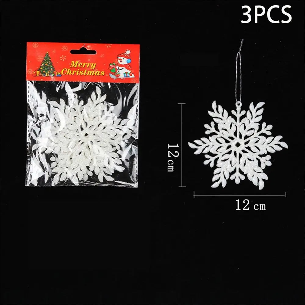 3D Acrylic Ice White Snowflake Christmas Ornaments – Set of 3