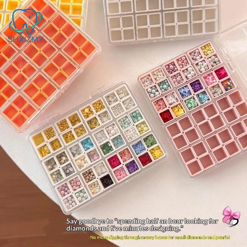 48-Grid Clear Nail Art Storage Box – Adjustable Organizer