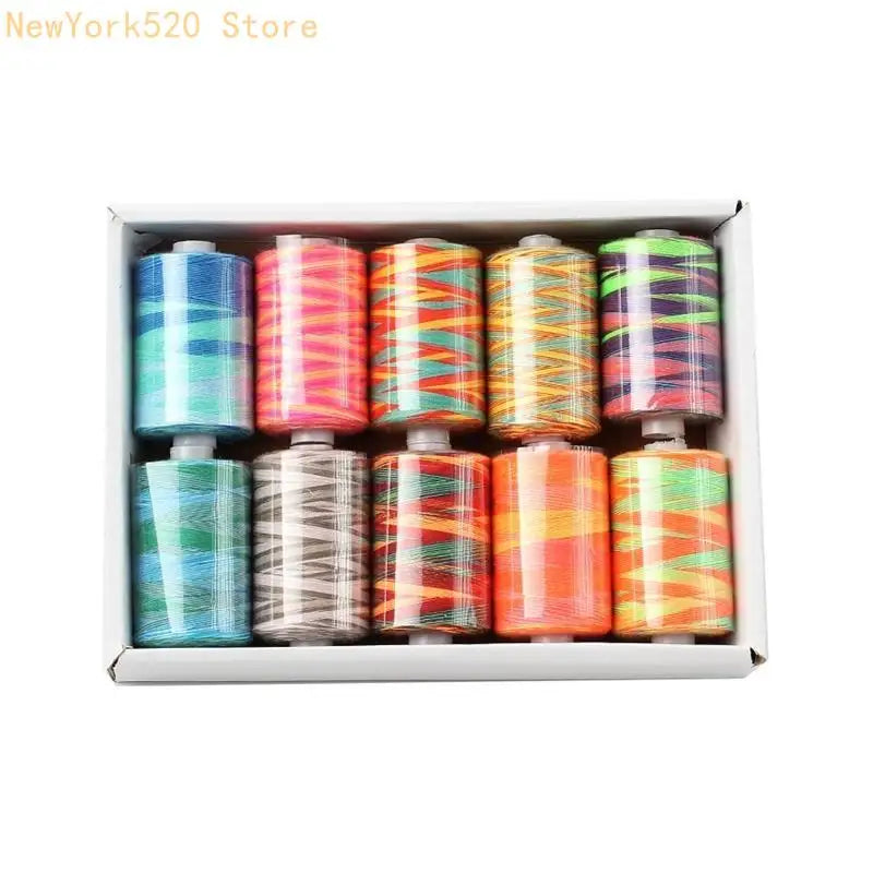 10-Piece Segment Dye Polyester Sewing Thread Set – 1000 Yds