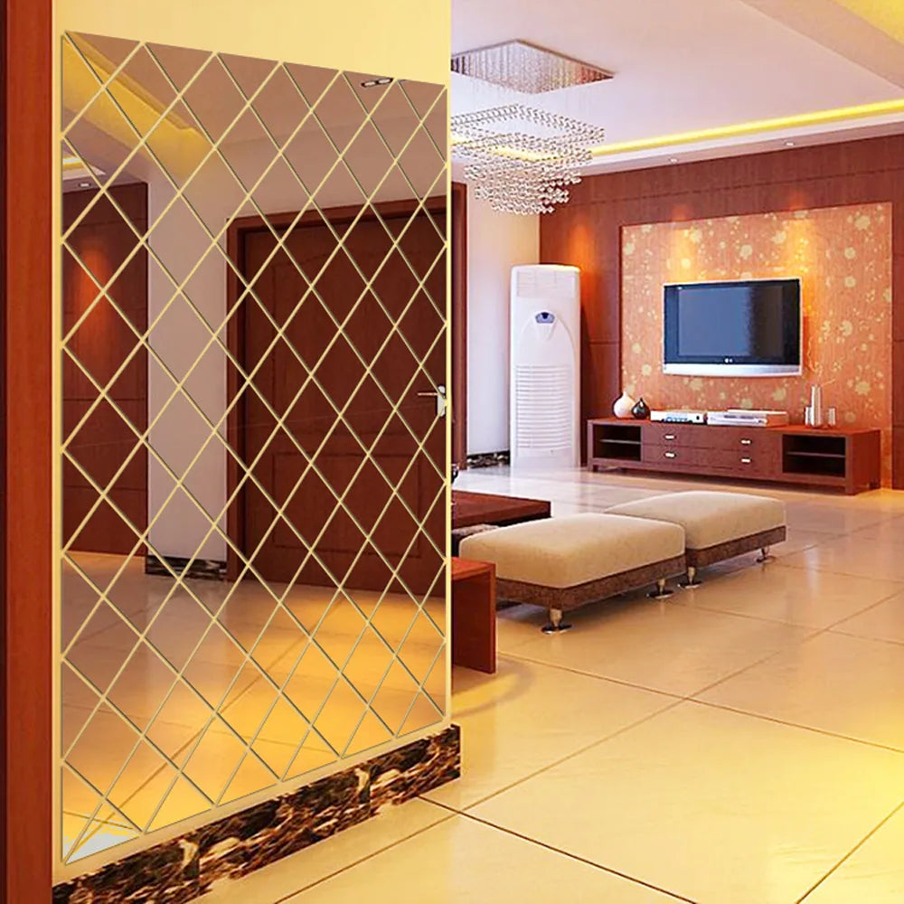 3D Diamond Mirror Wall Sticker Large DIY Home Décor Decal