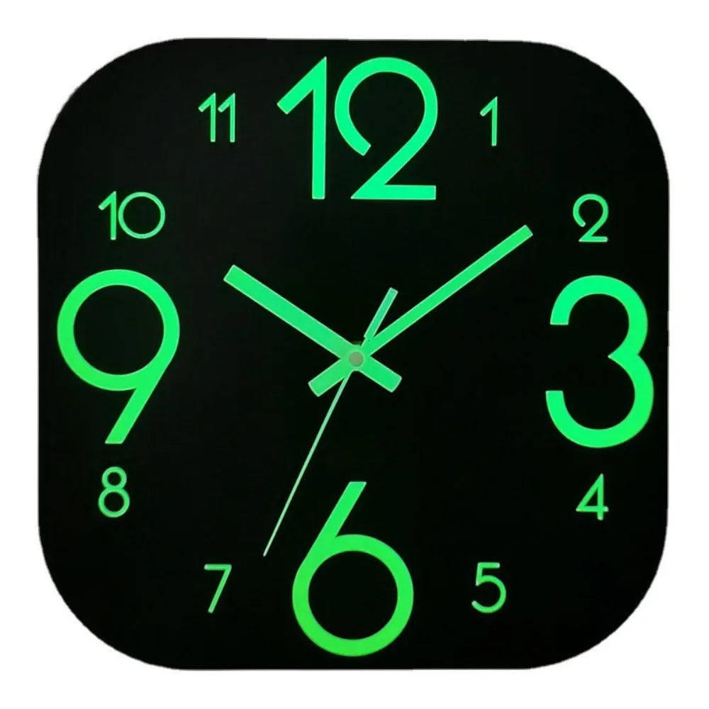 12-Inch Glow in the Dark Silent Wooden Wall Clock – Brown