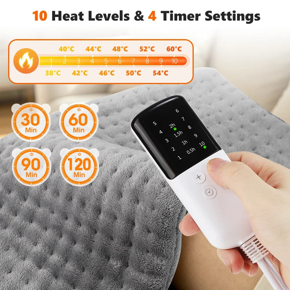 VIBE Electric Heating Pad 60x30cm | 10 Levels, Auto-Off Timer