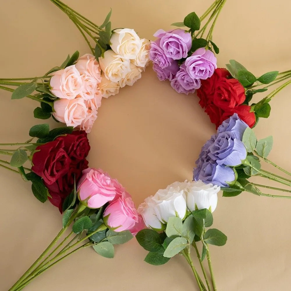 Silk Rose Artificial Bouquet – Realistic Faux Flower Home Decor