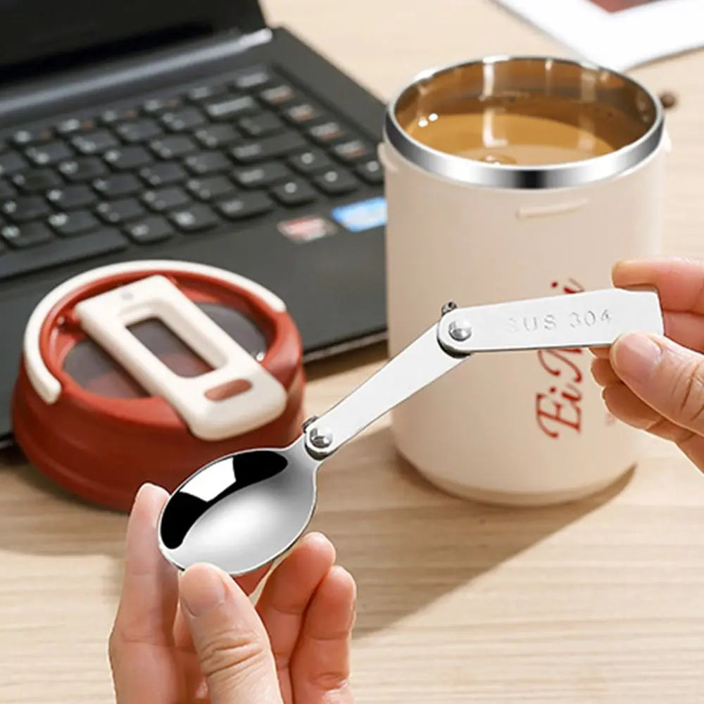 304 Stainless Steel Insulated Coffee Mug 450ml + Folding Spoon
