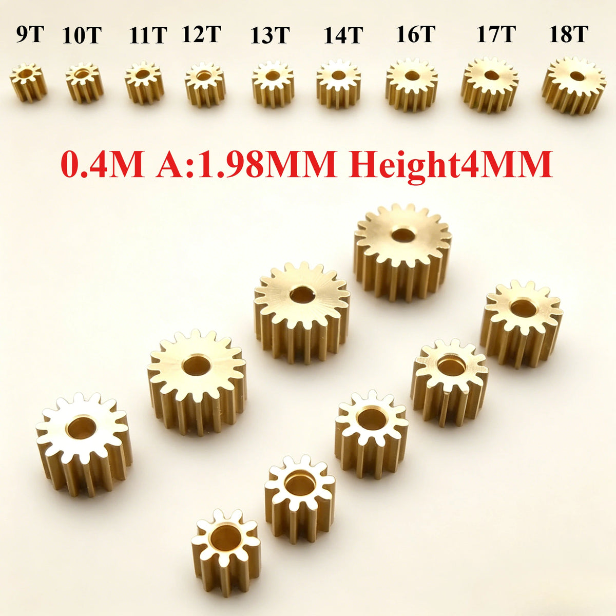 10Pcs 0.4M Brass Spur Pinion Gears 8–18 Teeth | DIY Mechanical