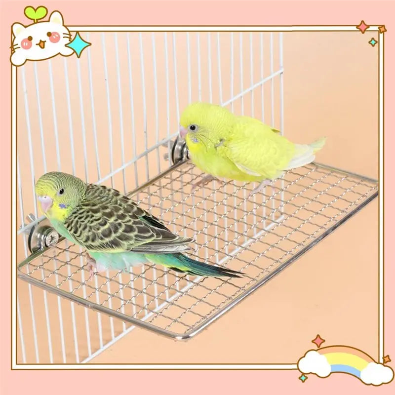Stainless Steel Parrot Perch Platform – Bird Exercise Shelf