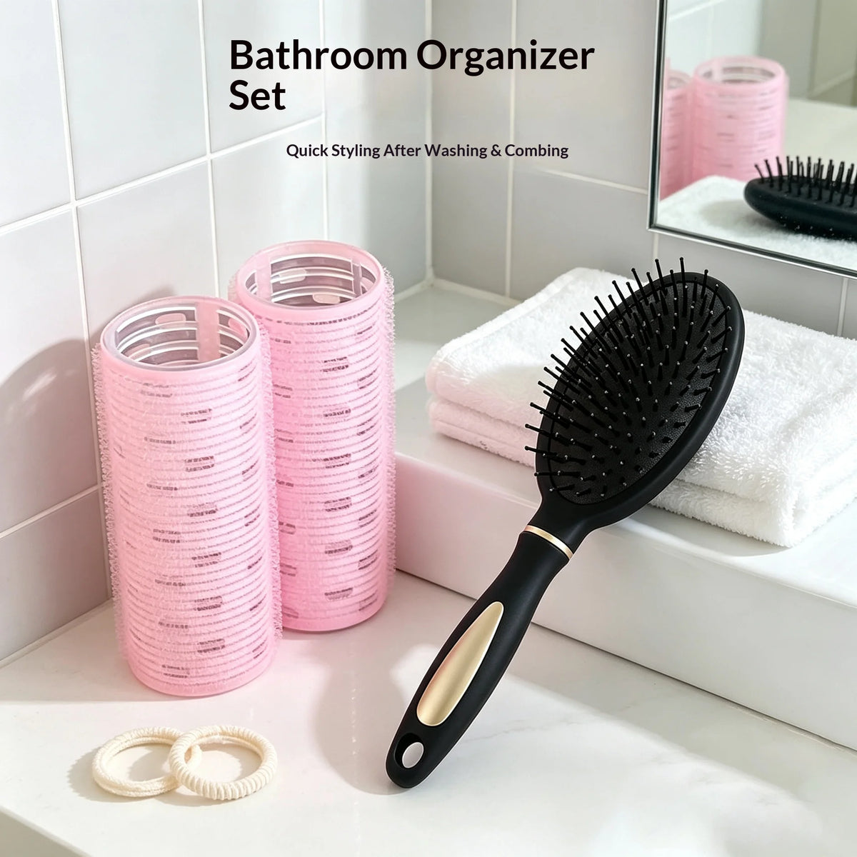 Self-Adhesive Hair Rollers & Air Cushion Brush Set – No Heat