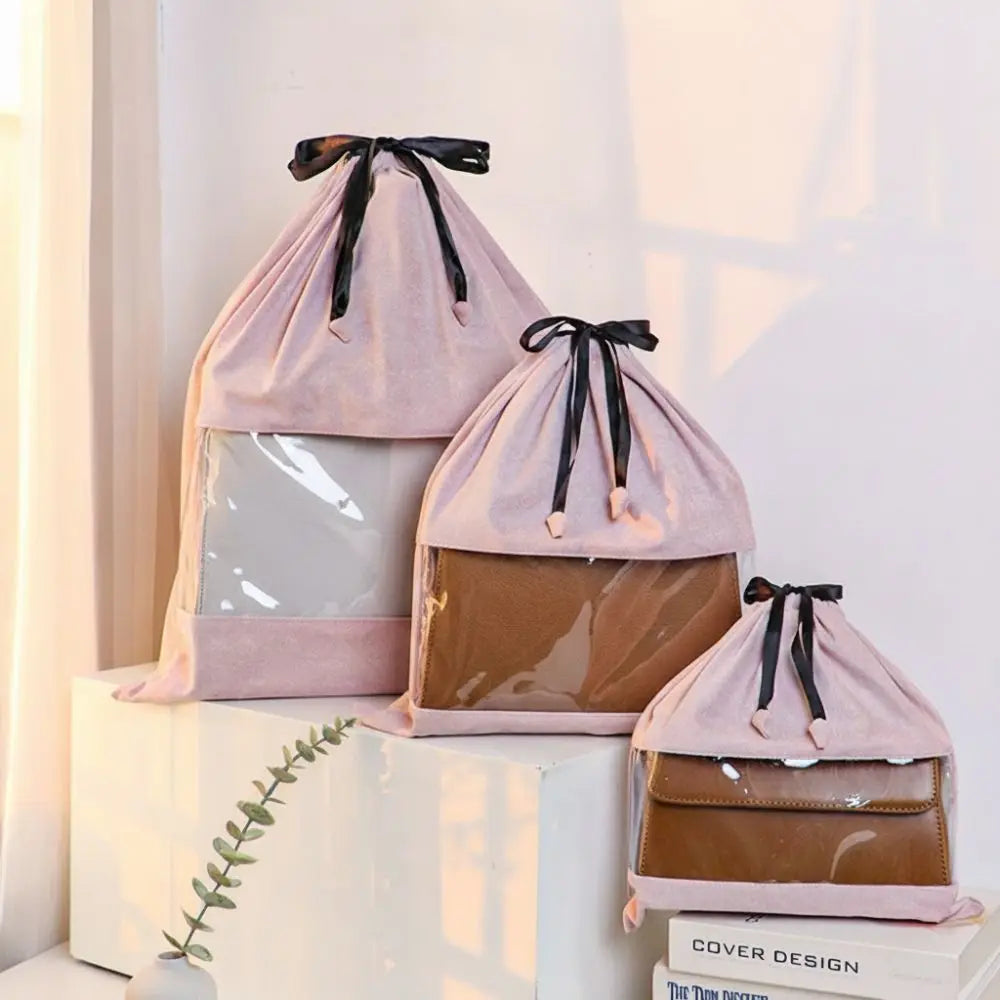 Transparent Dustproof Storage Bag | Velvet Dual Drawstring Organizer