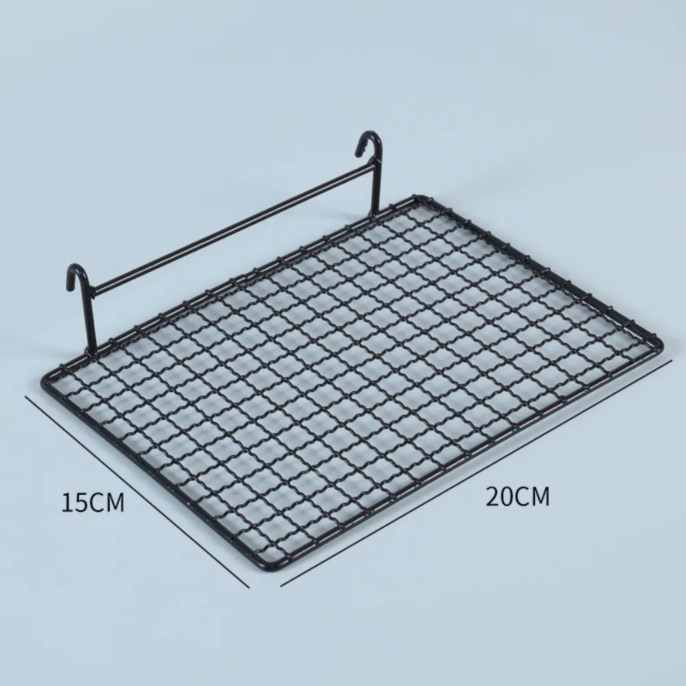 Metal Wire Bird Cage Platform Perch & Ladder – Black/White