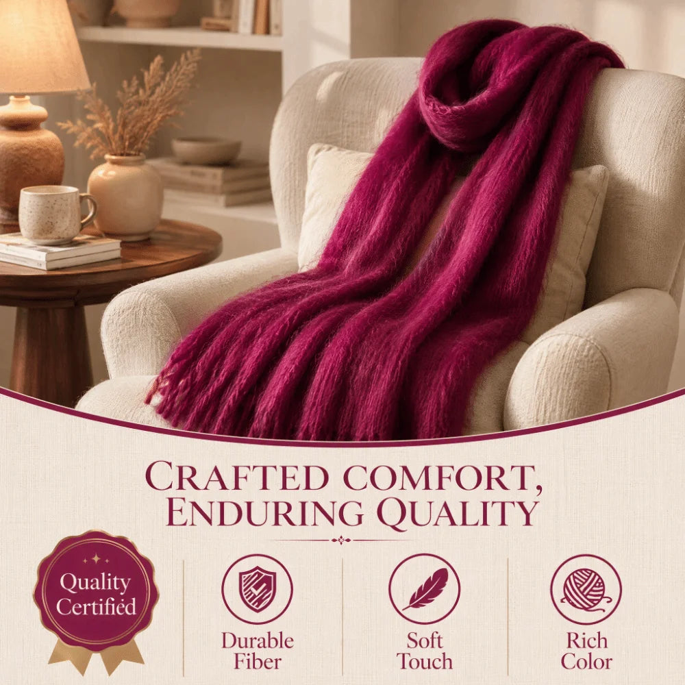 Soft Mohair Wool Blend Yarn Rose Red – Knitting & Crochet