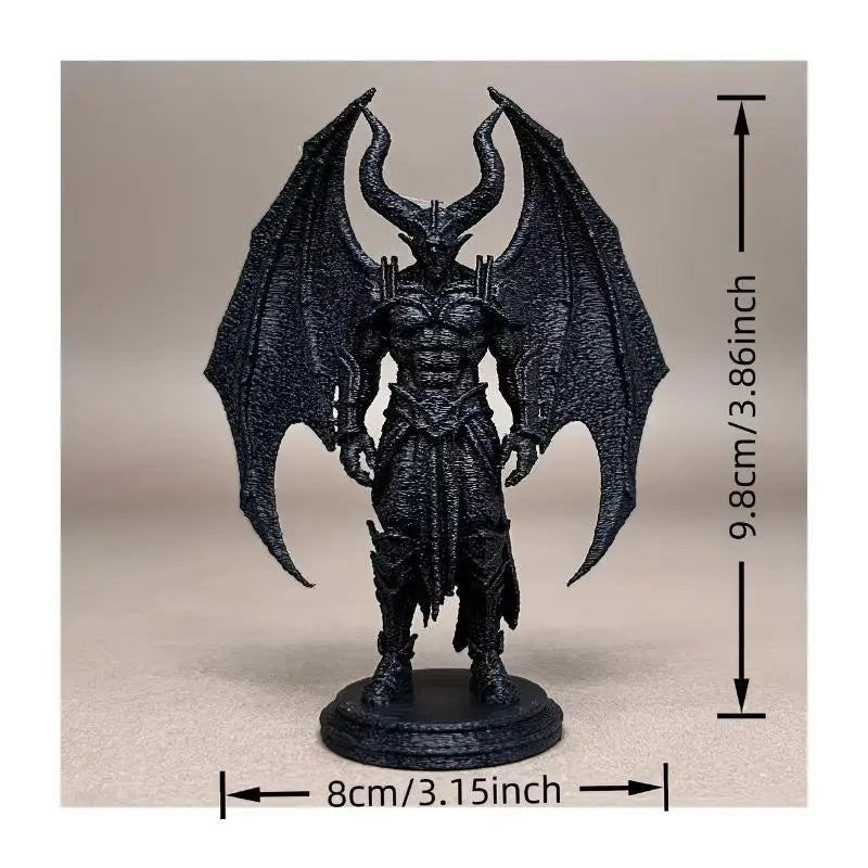 3D Printed Demon Warrior Figurine – Winged Devil Statue Decor