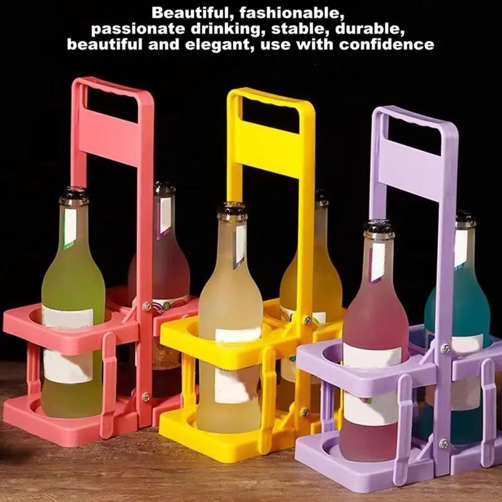 Foldable Beer Bottle Carrier 6-Slot Reusable Plastic Drink Holder