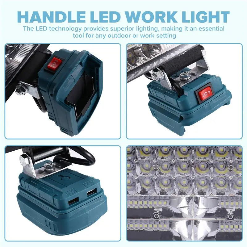 8-Inch Cordless LED Work Light Dual USB 18V/14V Battery