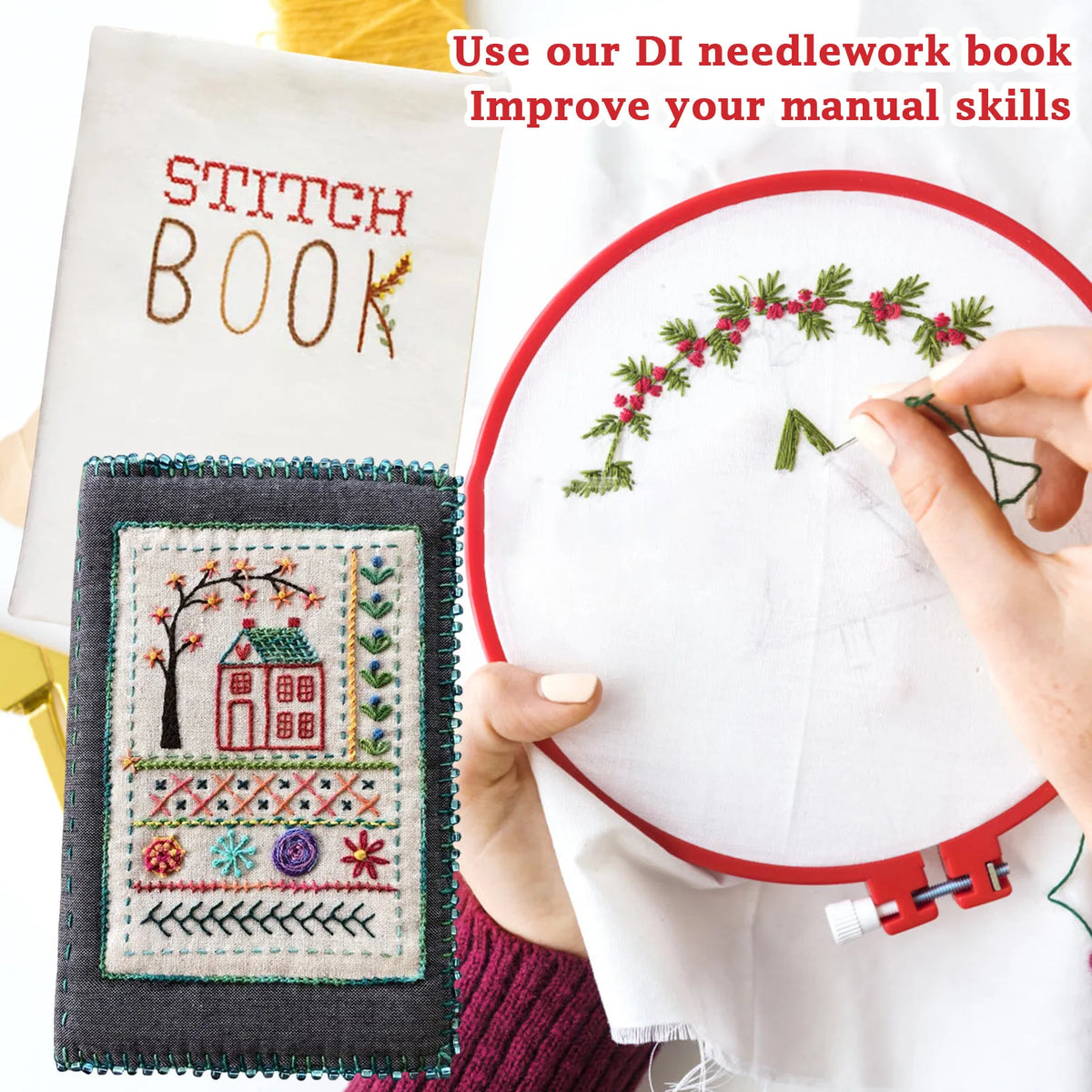 DIY Embroidery Stitch Book Set – Linen Needlework Kit