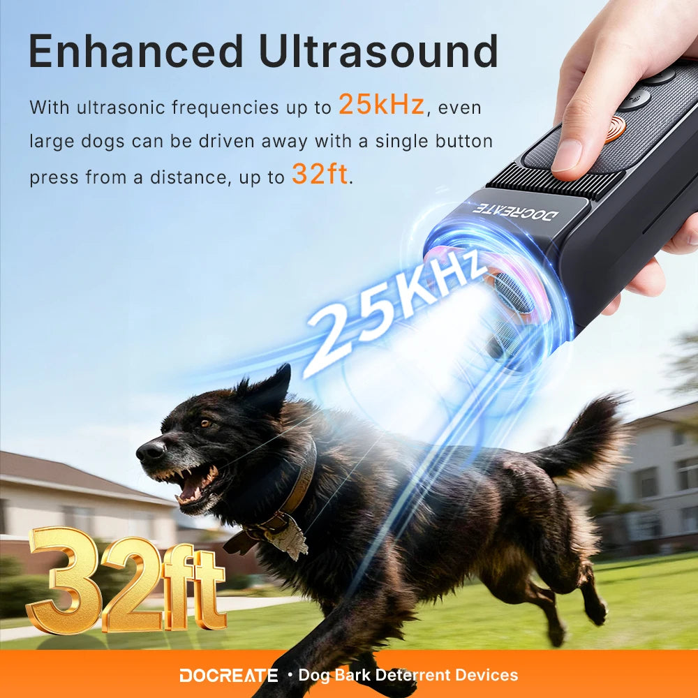 VIBE Ultrasonic Dog Repeller Bark Deterrent with Flashlight