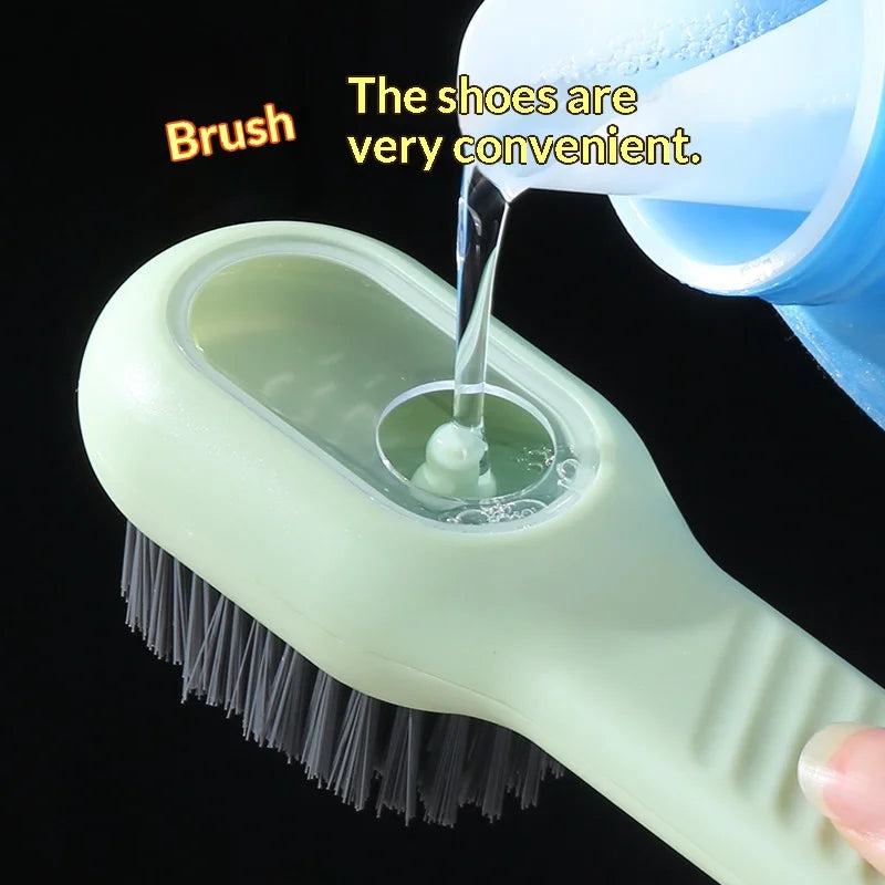 Press-Type Liquid Shoe Brush – Soft Bristle Long Handle