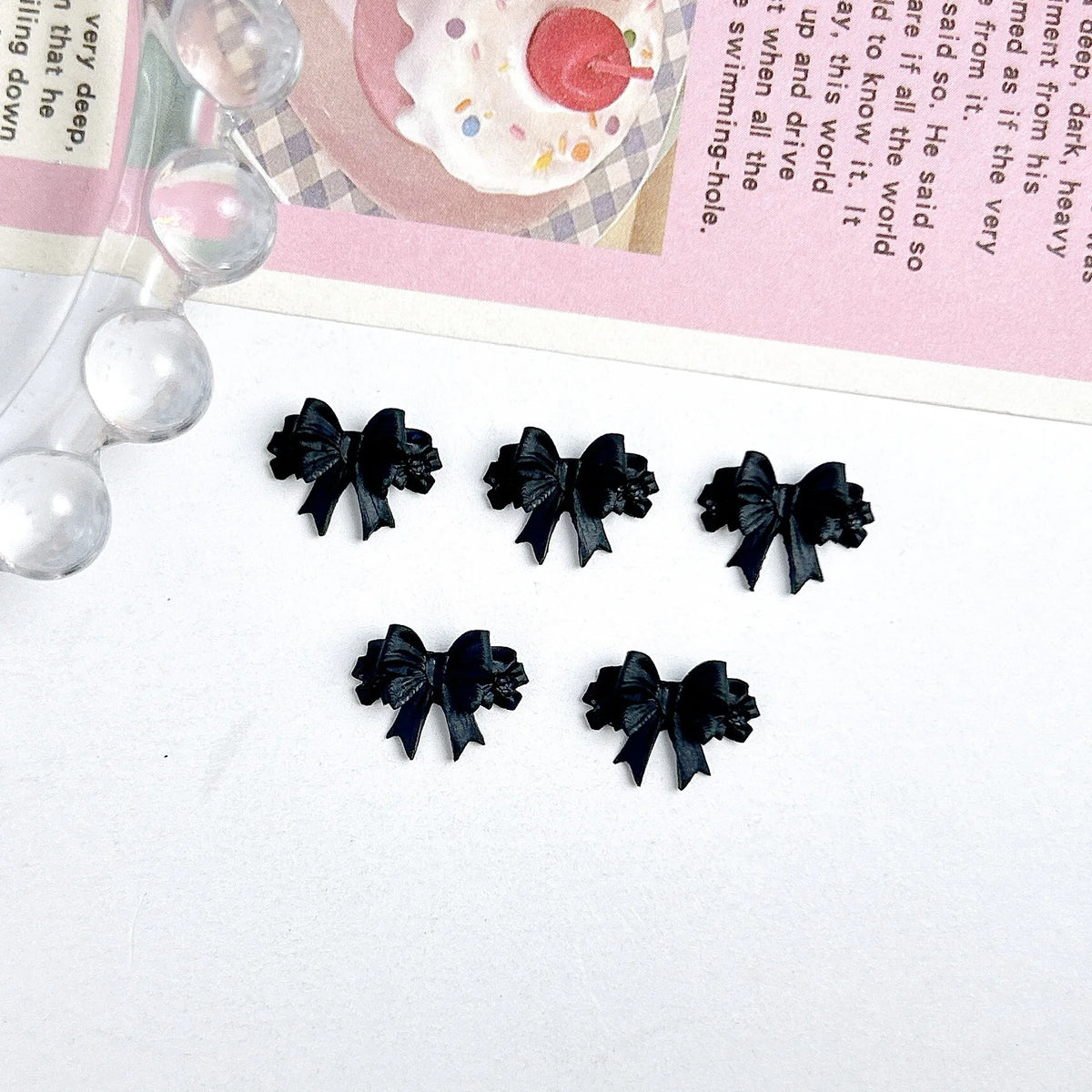 20pcs 3D Bowtie Nail Charms Pearl Bow Rhinestone Nail Art